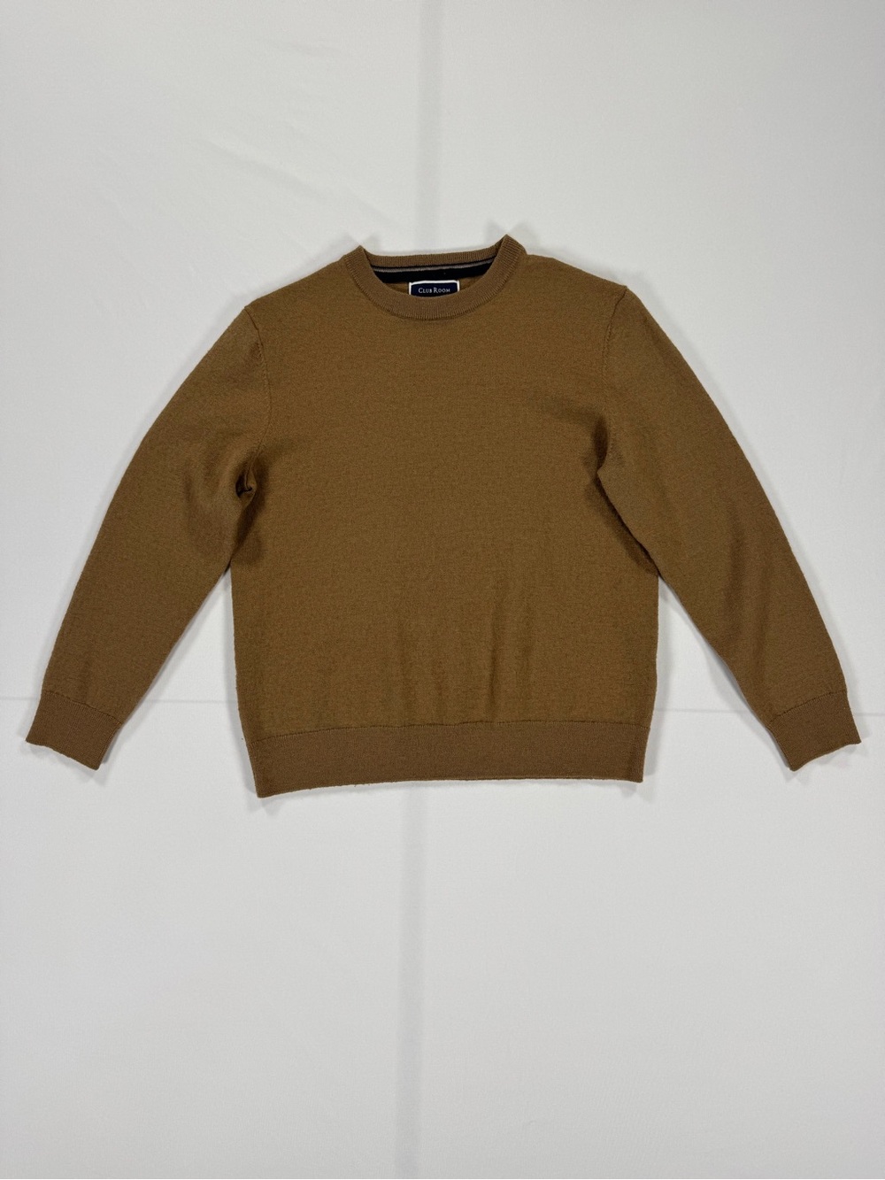 Club Room Men’s Merino Wool Blend Camel Crewneck Sweater L